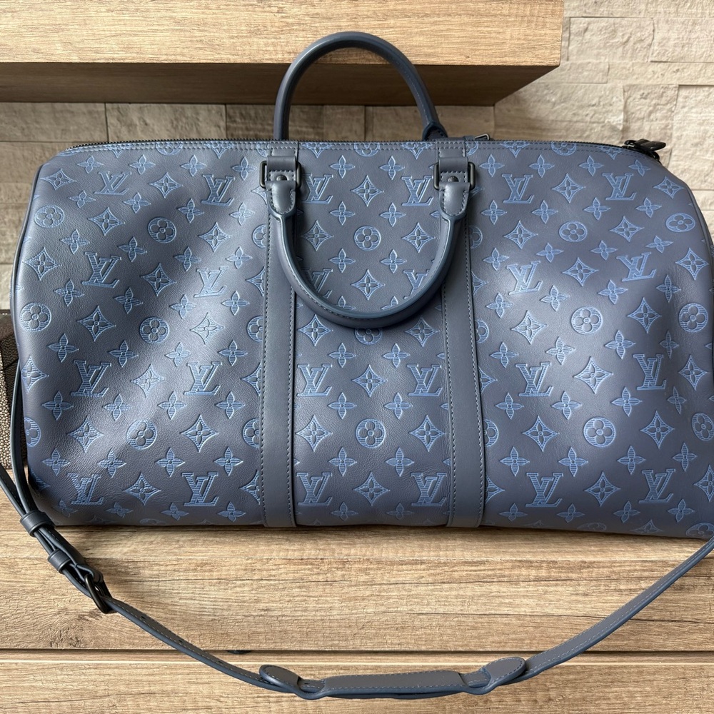 Louis Vuitton Navy Bandouliere 50 Keepall Duffel Bag